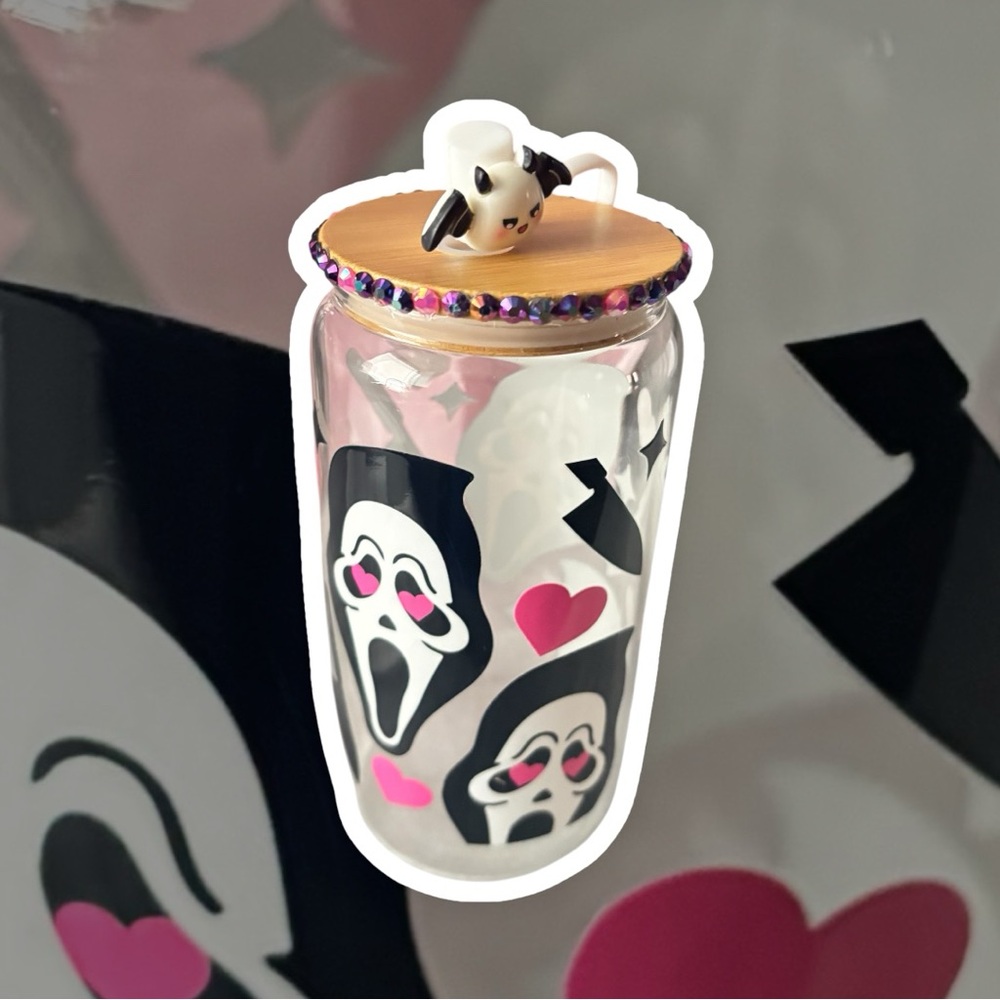 Decorative Ghost-Themed Glass Jar with Lid